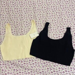 NWT COZI Ribbed Cream and Black Crop Tops Size 2XL